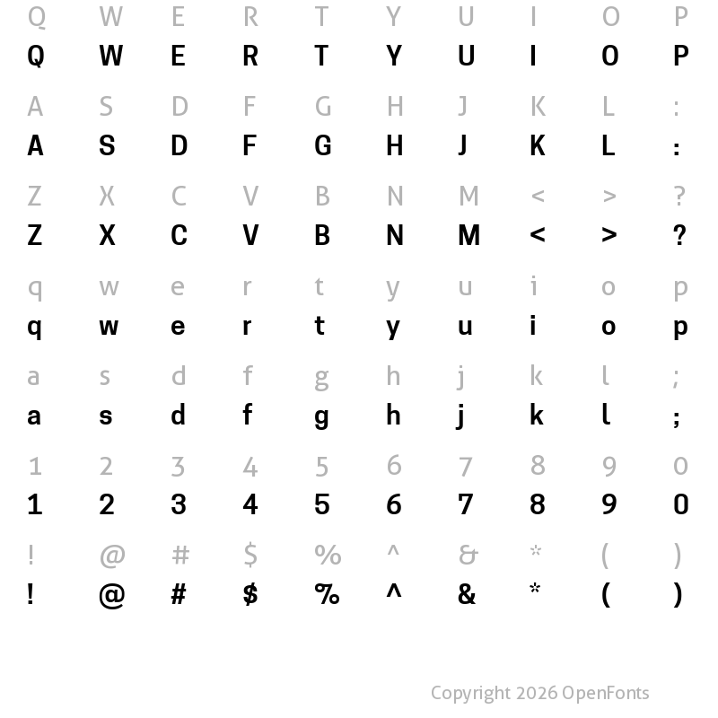 Character Map of Tanohe Sans SemiBold