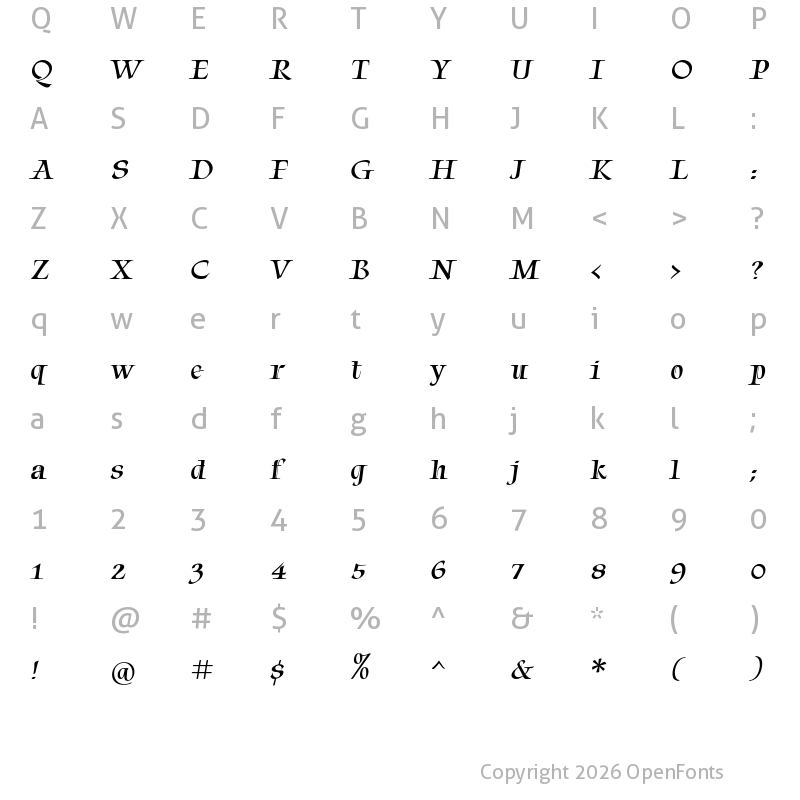 Character Map of Tapestry Regular