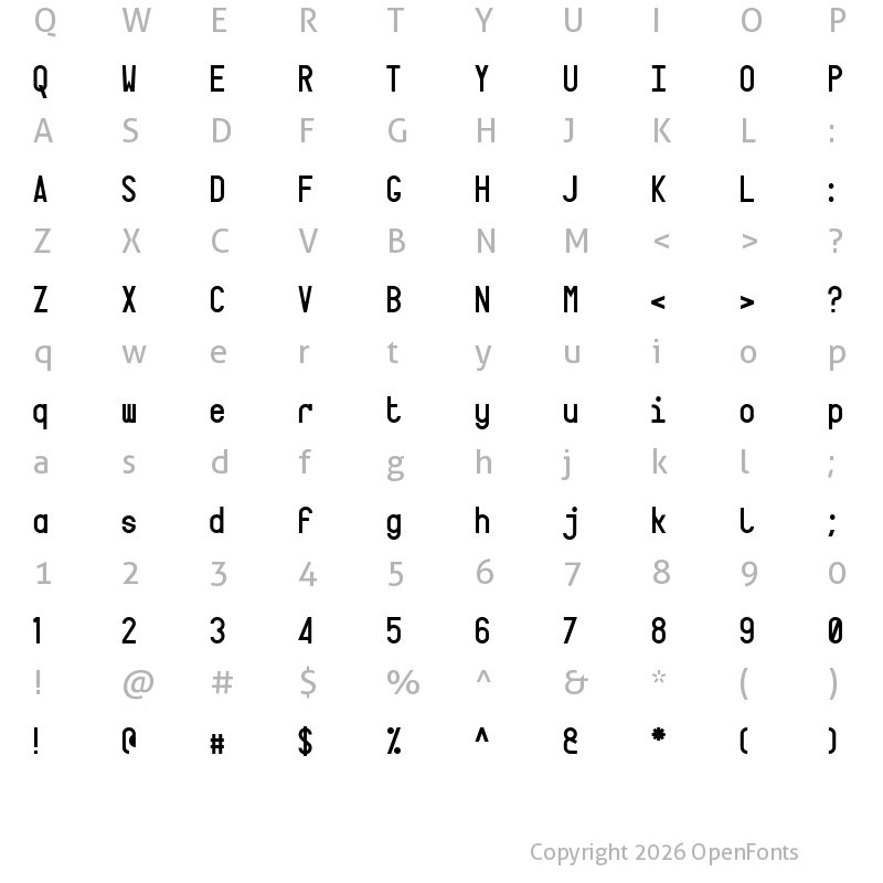 Character Map of Targa Regular