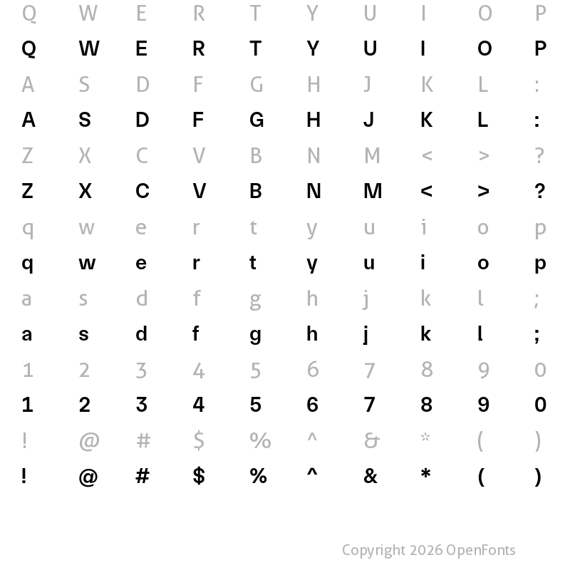 Character Map of TASA Orbiter Deck SemiBold