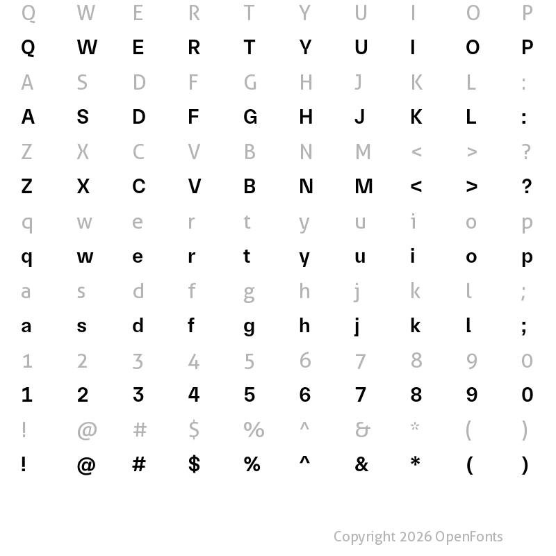 Character Map of TASA Orbiter Text SemiBold