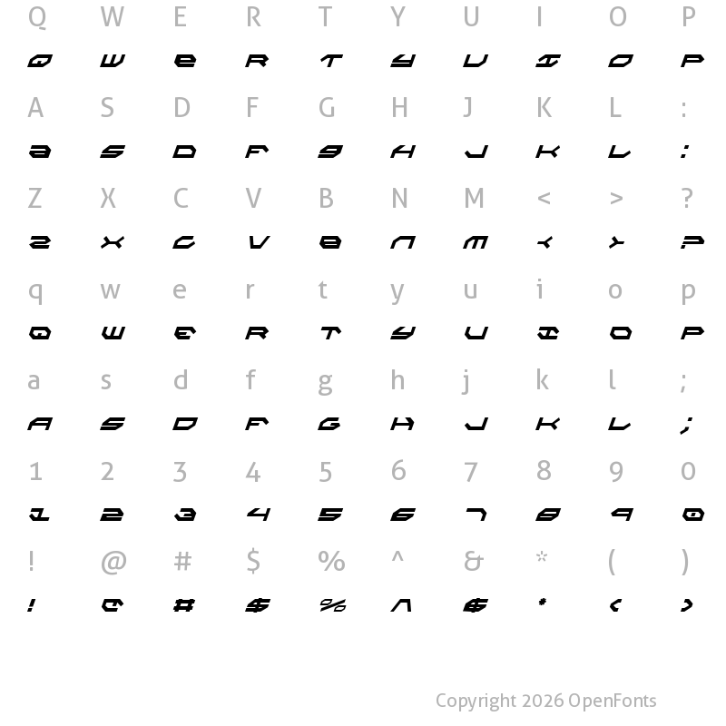 Character Map of Taskforce Condensed Italic Condensed Italic