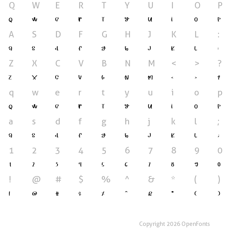 Character Map of Tasty Food Regular