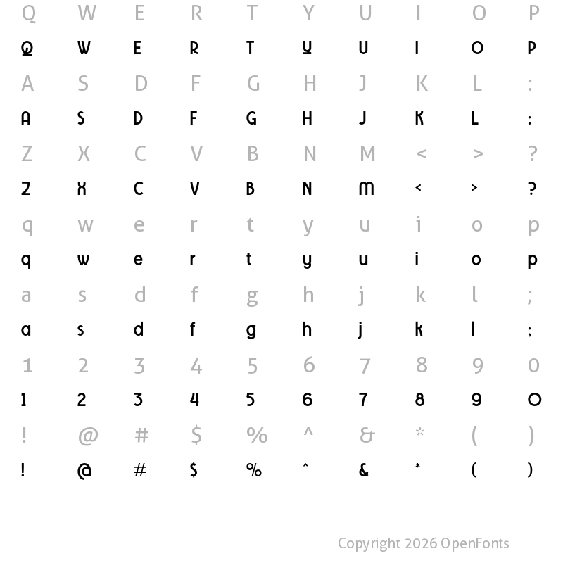 Character Map of Tawakkal Sans Regular