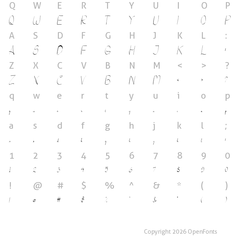 Character Map of Taylilla Regular
