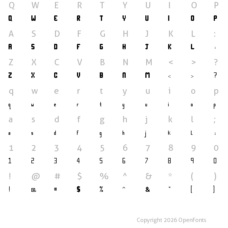 Character Map of Tech-nick Regular