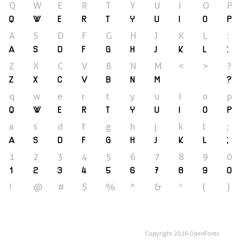 Character Map of Technical Drawing Regular