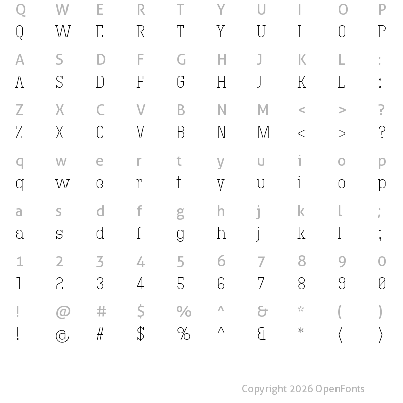 Character Map of TechnikSerif-100 ?