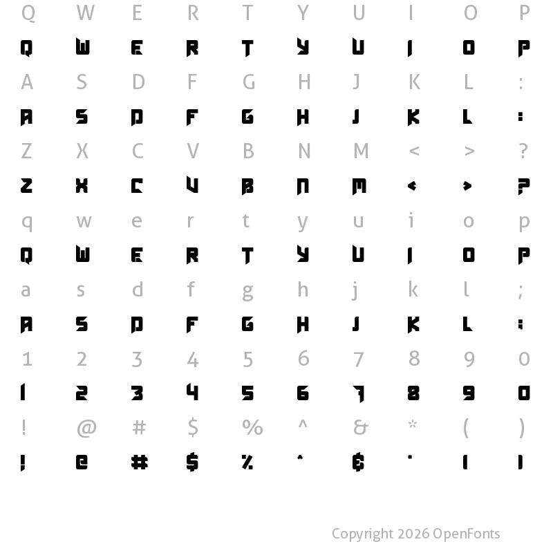 Character Map of Technocra Regular