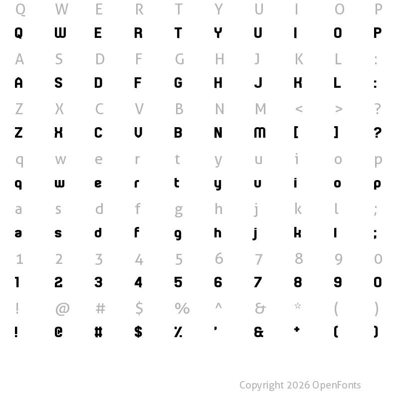 Character Map of Technoma Regular