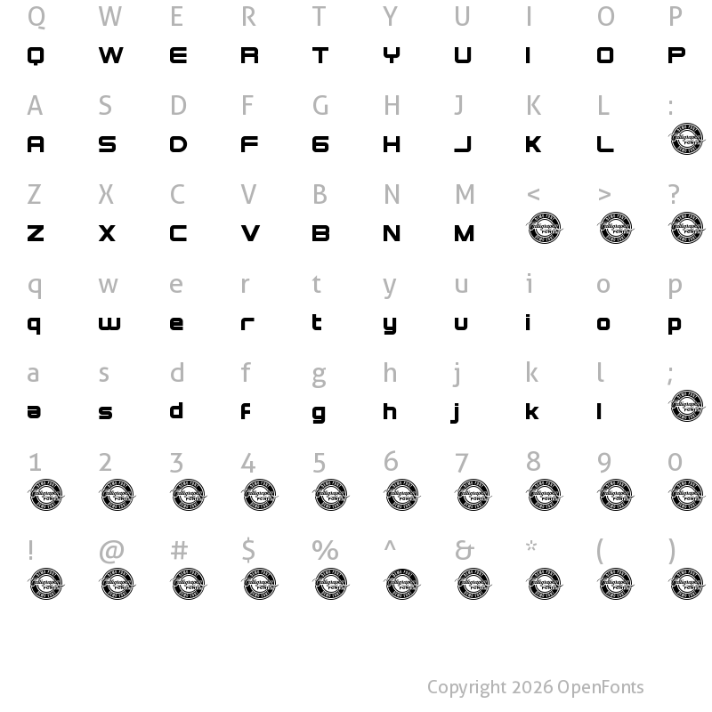 Character Map of Technophile Demo Regular