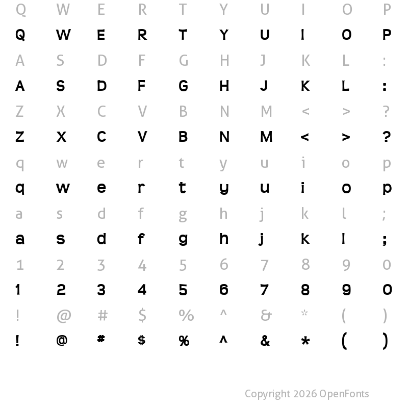 Character Map of Teen Bold