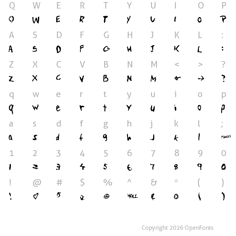 Character Map of teen spirit Regular