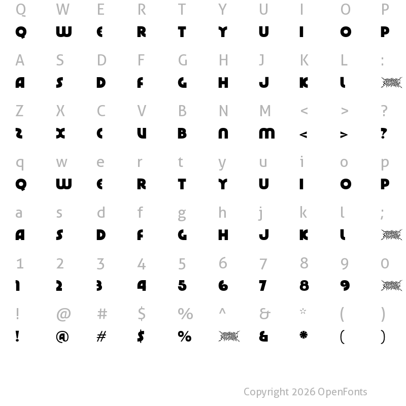 Character Map of Teenage Garde Demo Regular