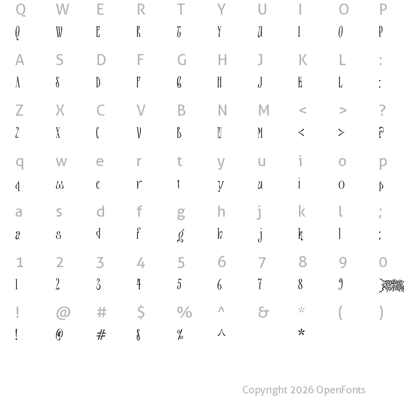 Character Map of Teenage Tropics Regular