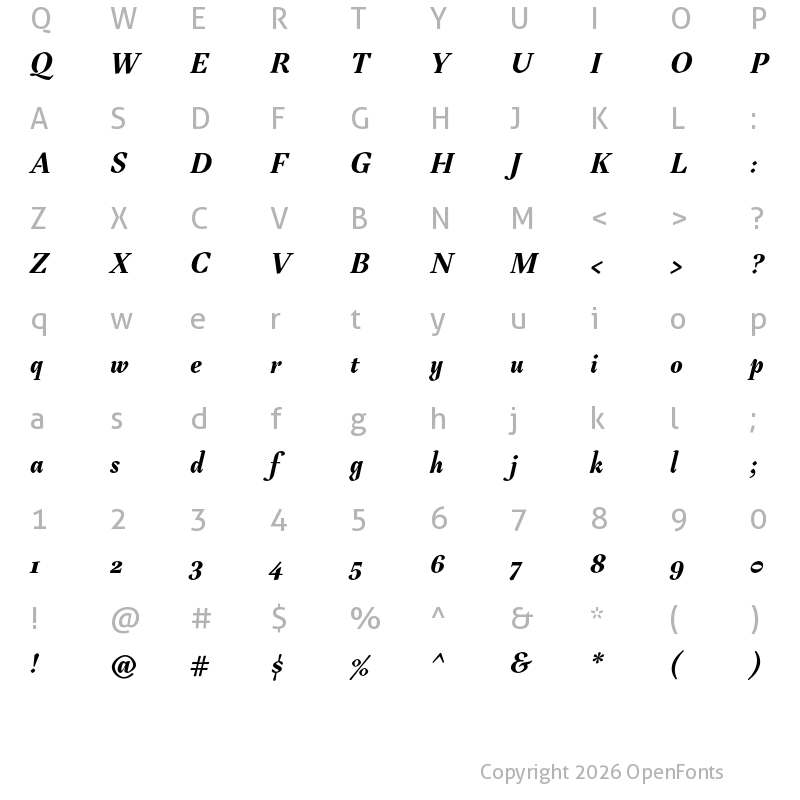 Character Map of Tejuela ExtraBold-Italic