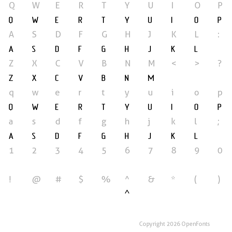 Character Map of Telhavana Regular