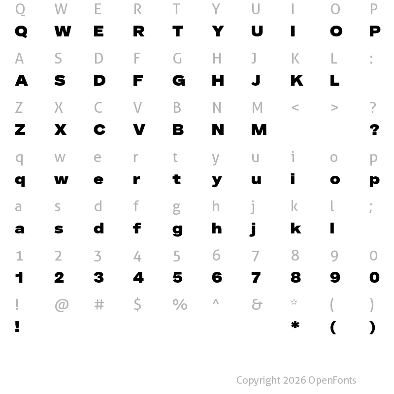 Character Map of Telka Extended TRIAL Black TRIAL
