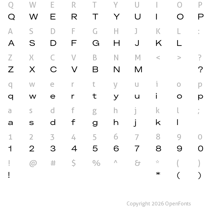 Character Map of Telka Wide TRIAL Regular TRIAL
