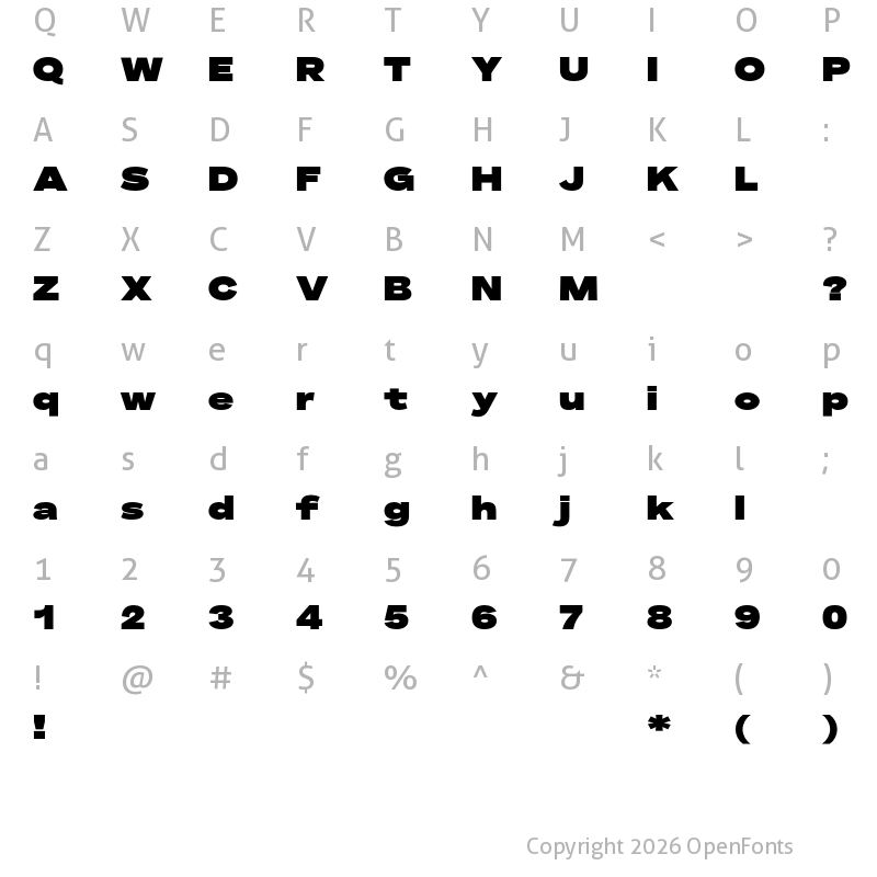Character Map of Telka Wide TRIAL Super TRIAL