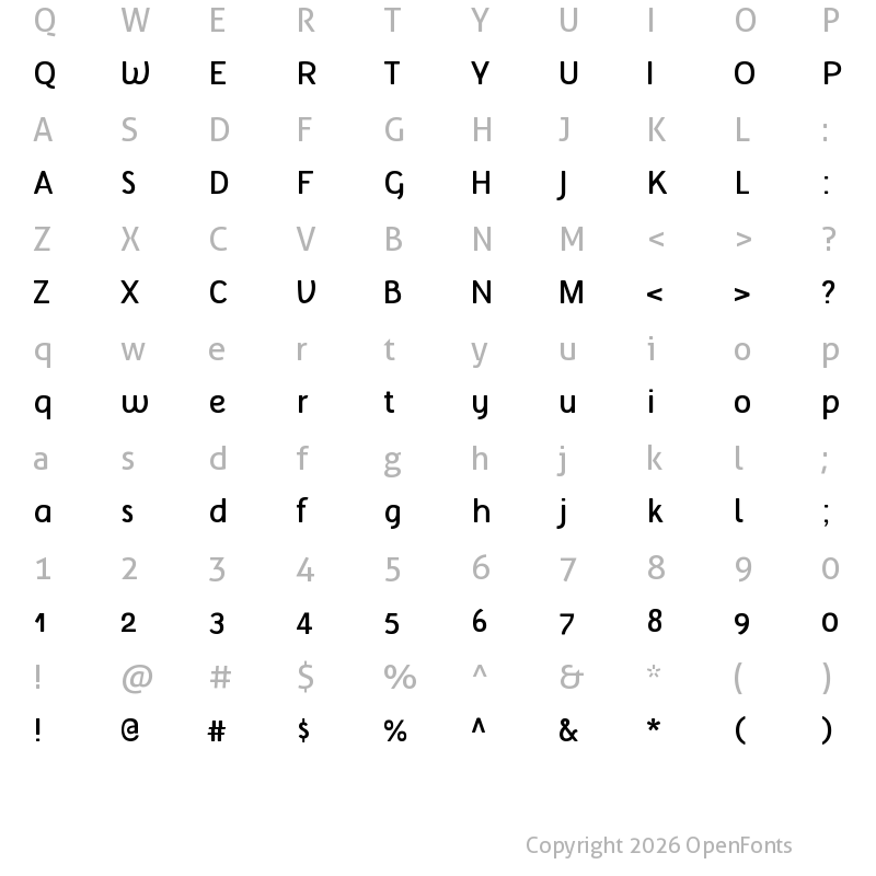 Character Map of Tellural Regular