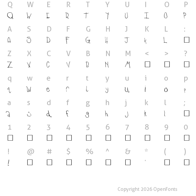Character Map of Temple Regular