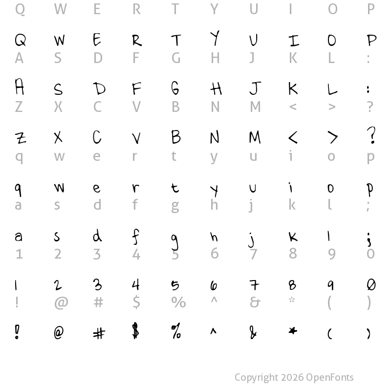 Character Map of Ten Million Fireflies Regular