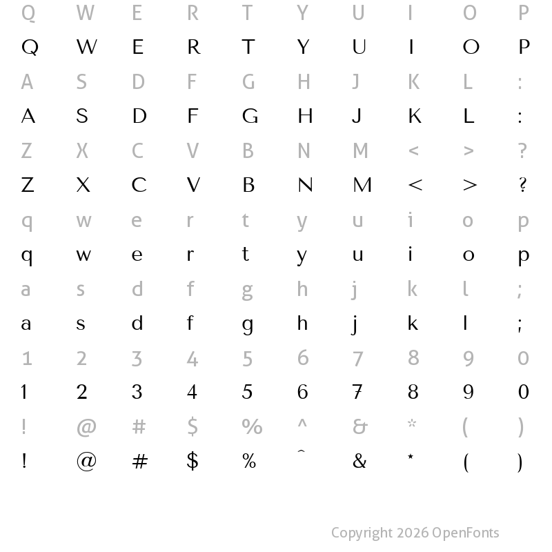 Character Map of Tenor Sans Regular