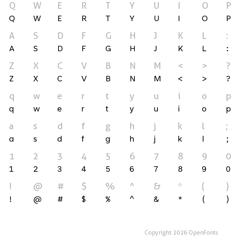 Character Map of Tenorite Regular