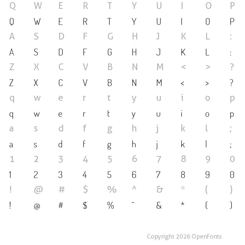 Character Map of Terminal Dosis Light
