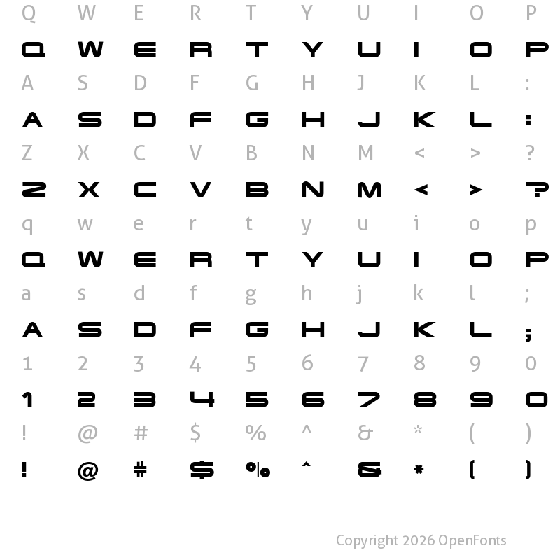Character Map of Terminator Cyr Semi-expanded Bold