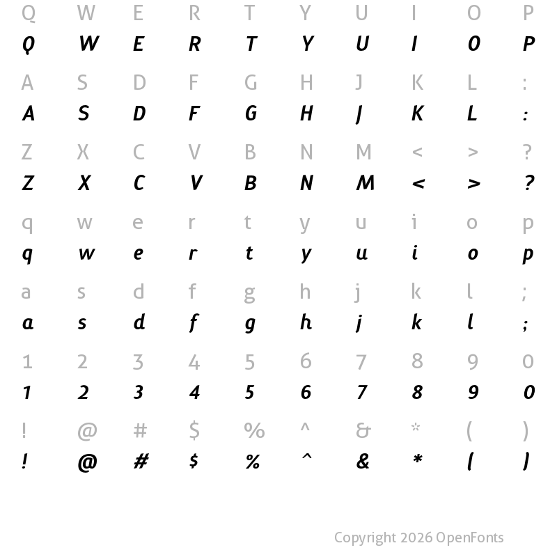 Character Map of Terra Sans Black Italic