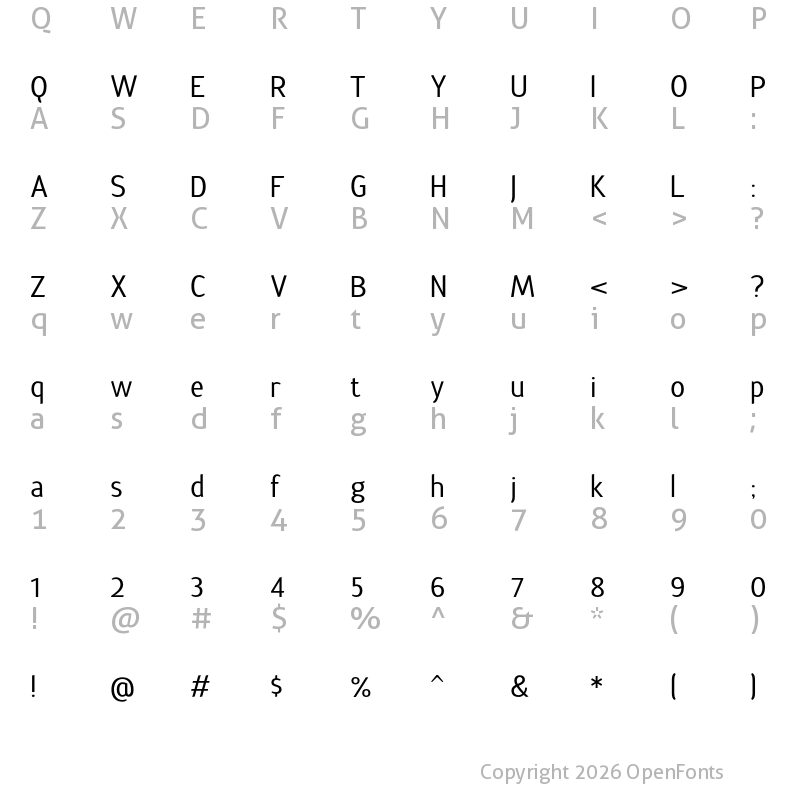 Character Map of Terra Sans Medium