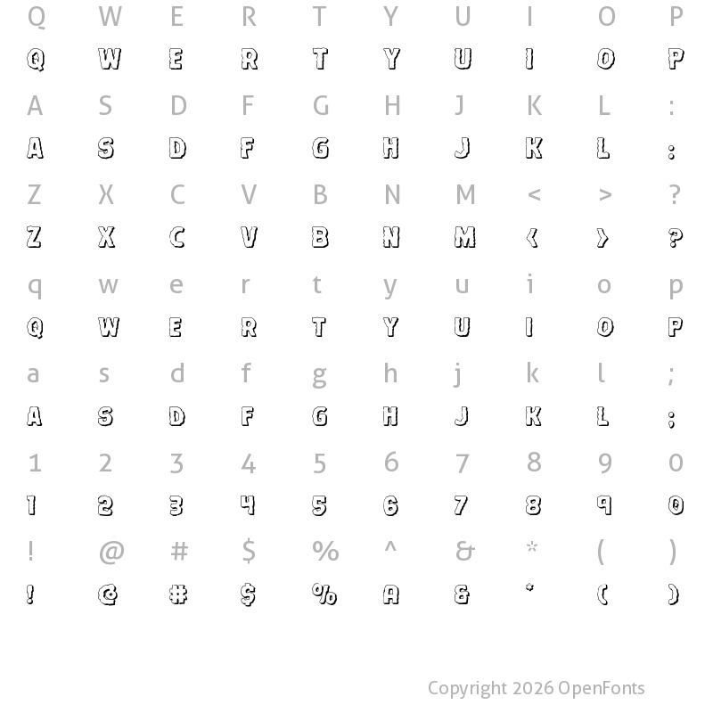 Character Map of Terror Babble 3D Regular