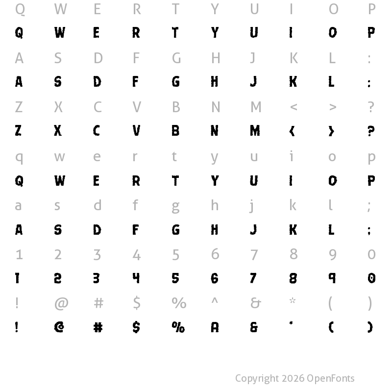 Character Map of Terror Babble Staggered Regular
