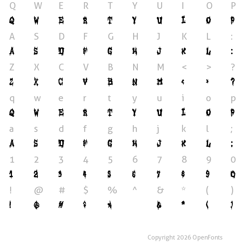 Character Map of Terror Machine Regular
