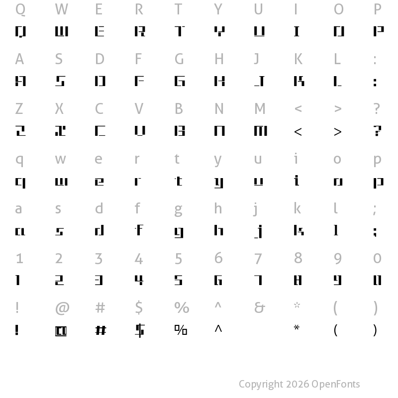Character Map of Tetris Regular