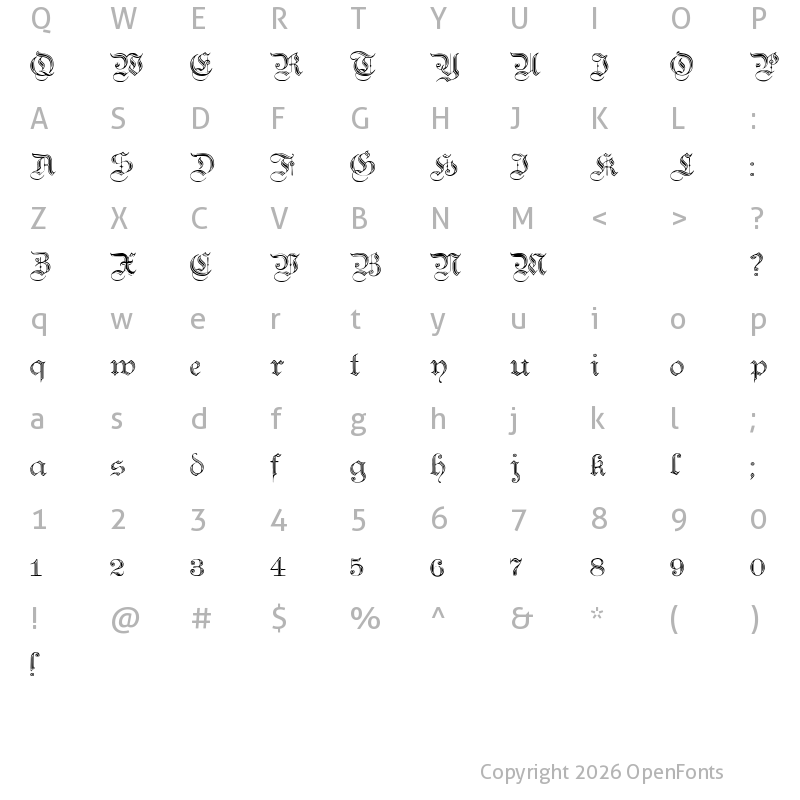 Character Map of Teutonic No2 DemiBold