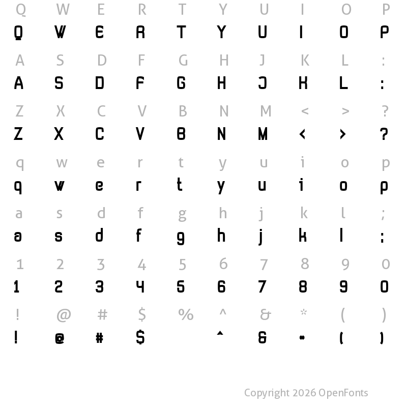 Character Map of Tevegraphy Bold