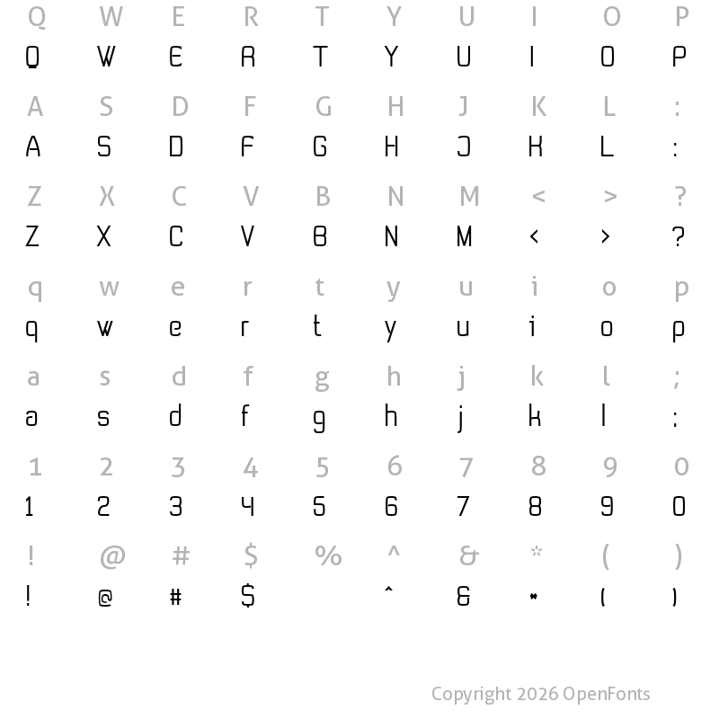 Character Map of Tevegraphy Medium
