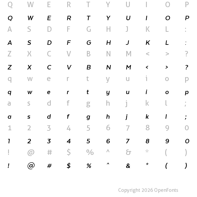 Character Map of Texta Bold Italic