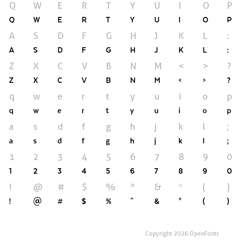 Character Map of TextaNarrow-Bold ?