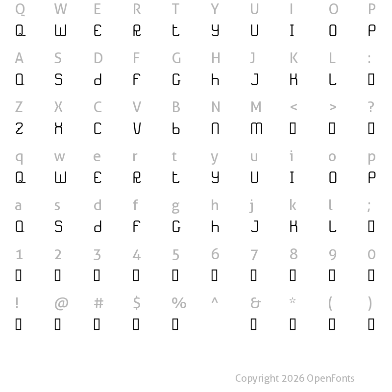 Character Map of TF_Karma Regular