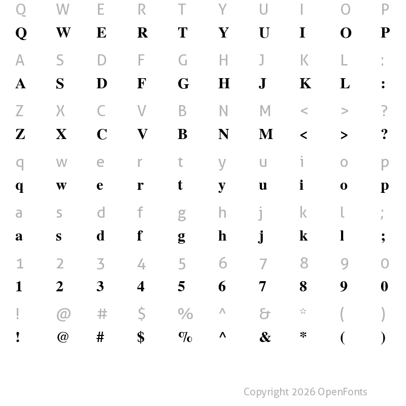 Character Map of TGRoman Bold
