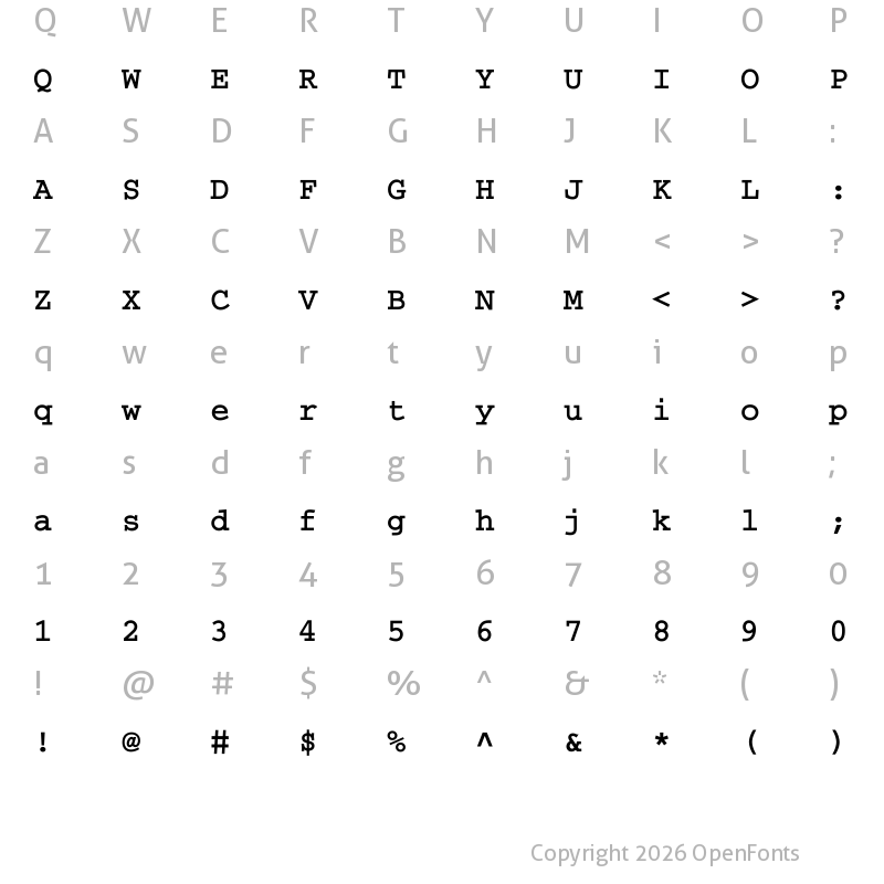 Character Map of Thabit Bold