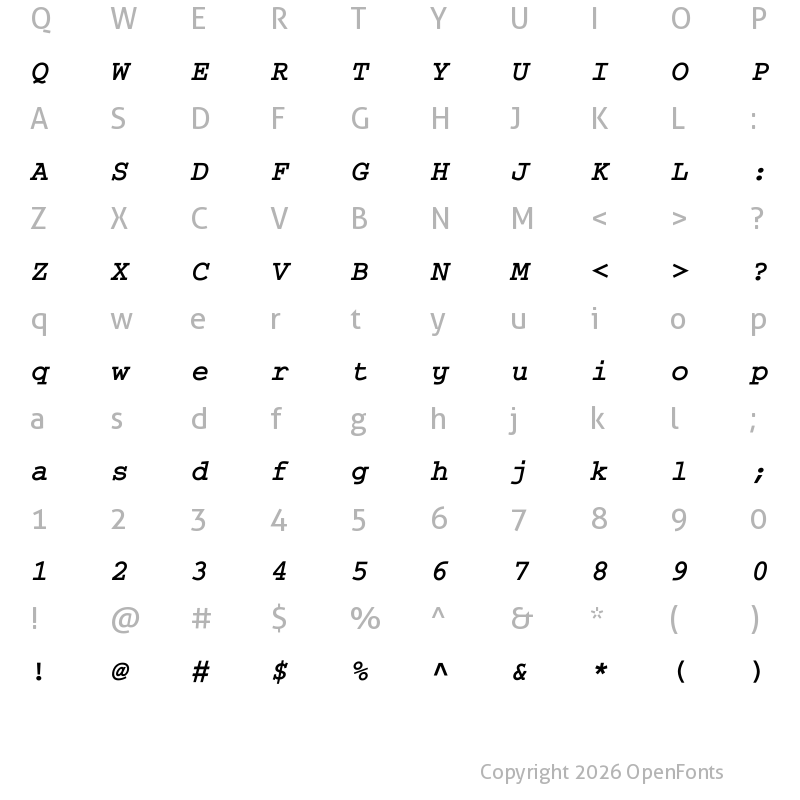 Character Map of Thabit Bold Oblique