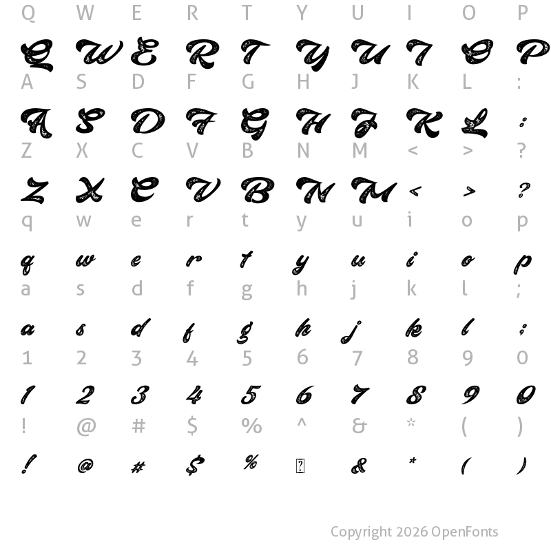 Character Map of Thalib Textured DEMO Regular