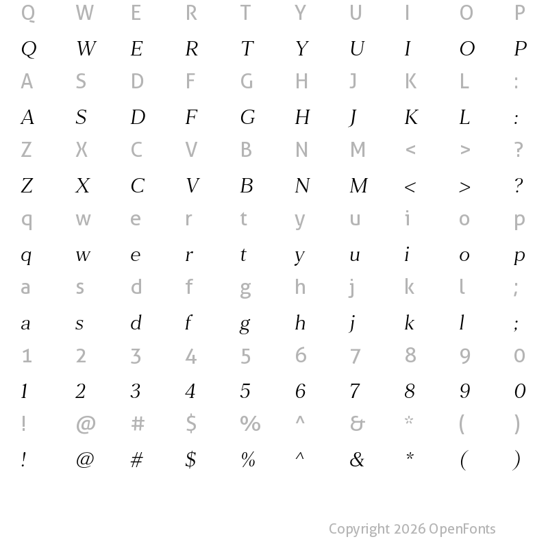 Character Map of Than Italic