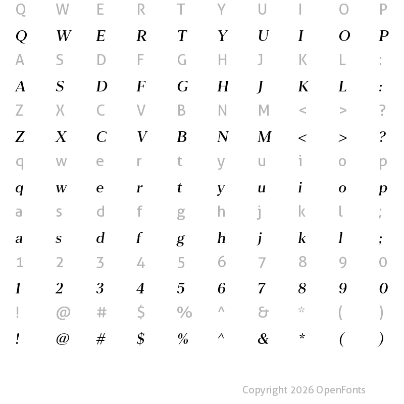 Character Map of Than Medium Italic