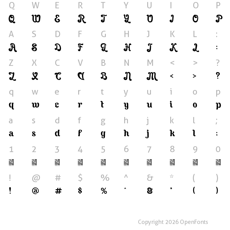 Character Map of The Archies Typeface Regular